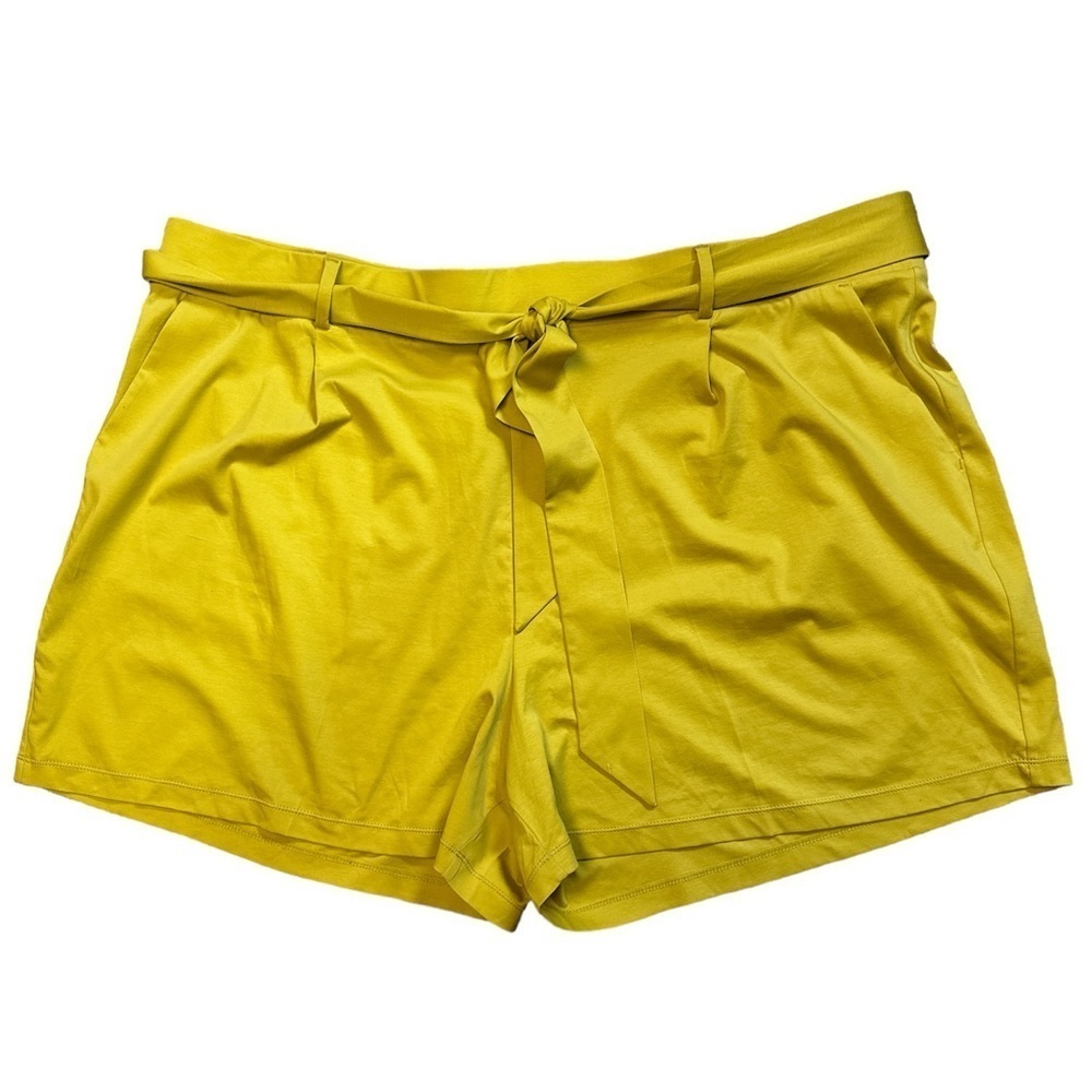 Loft Plus Mustard Yellow Belted Cotton Dress Shorts Size 22